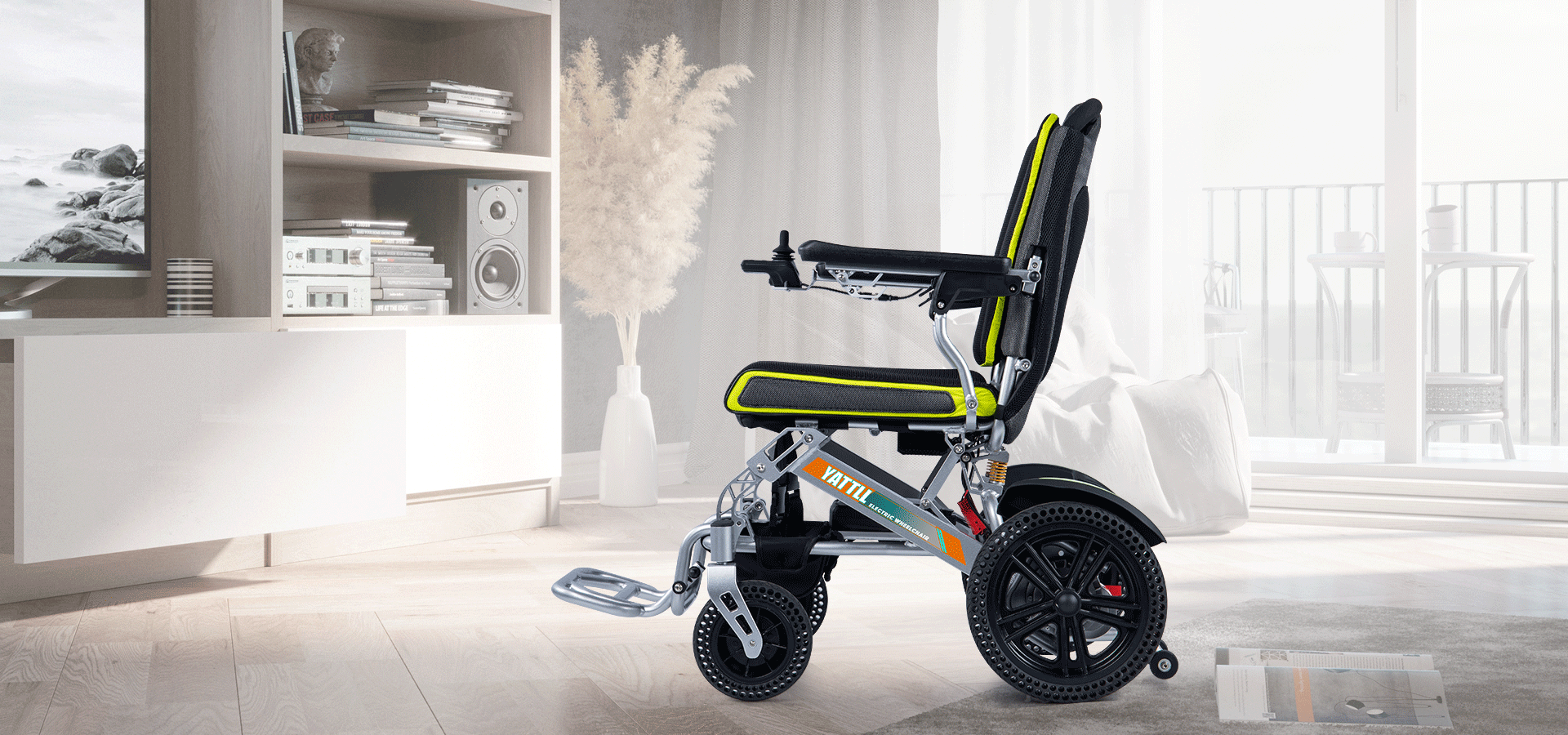 YATTLL Reinforced Lightweight Folding Electric Wheelchair YE100 Gif Display