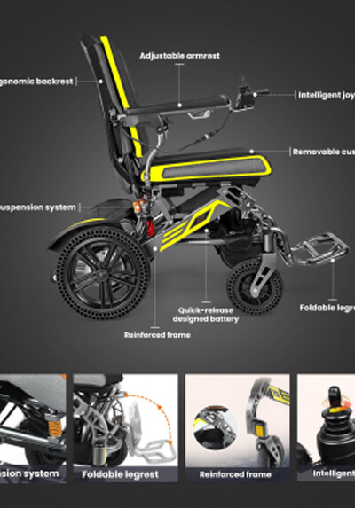 Reinforced Lightweight Folding Electric Wheelchair – YE100